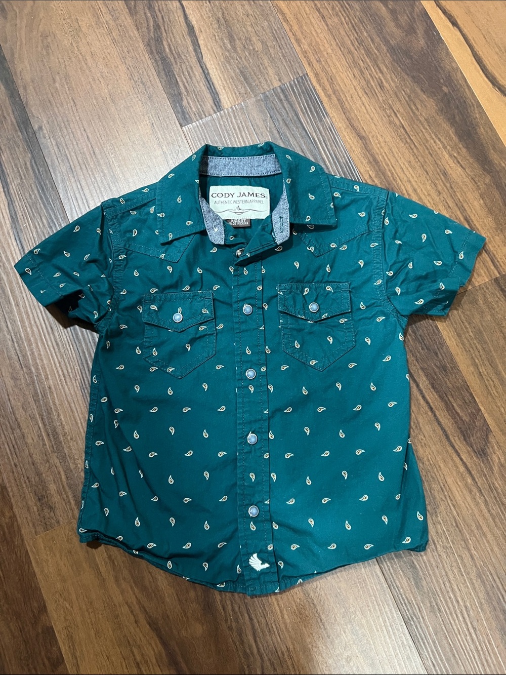 Short Sleeve Teal Paisley Print Shirt